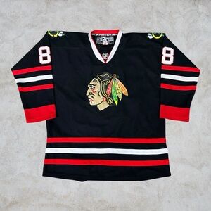 Chicago Blackhawks Hockey Jersey Mens 50 Reebok CCM NHL Patrick Kane Fight Strap